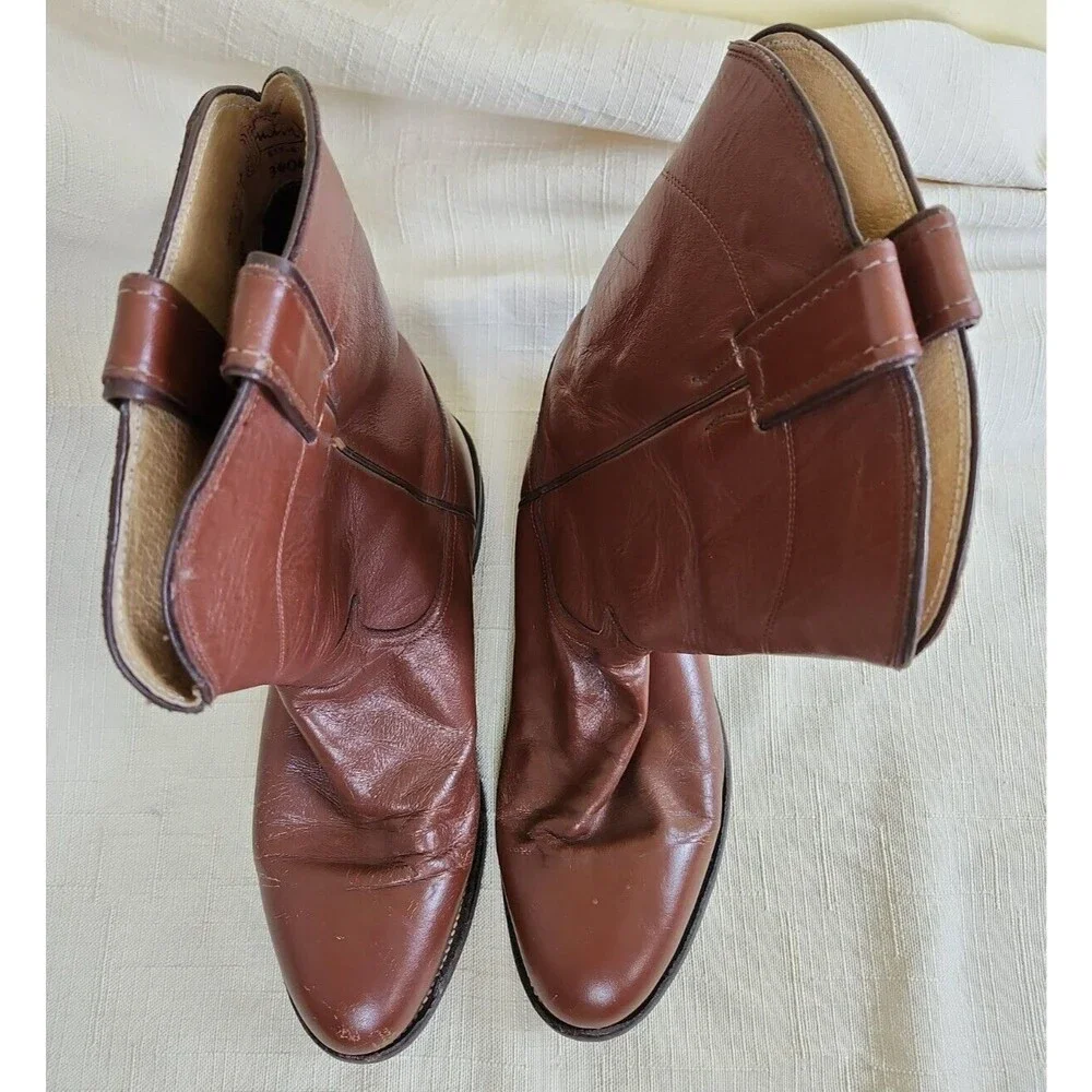 Justin Brown Leather Western Roper Cowboy Boots Men's Size 8.5 D Style 3404